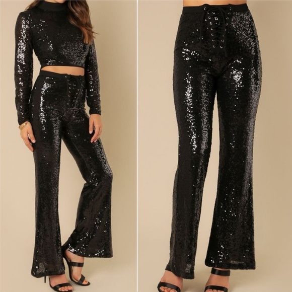 Pants Black Sequin Pants - Picture 2 of 4